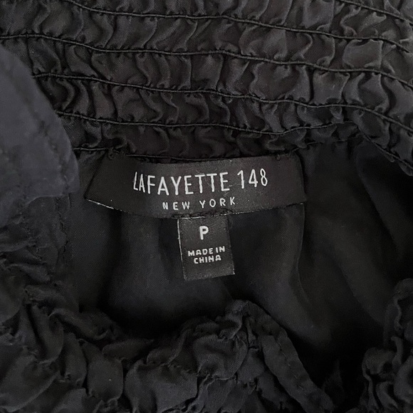 {Lafayette 148} High Neck Sleeveless Silk Blouse in Black - Womens XS - Picture 8 of 9